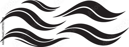 Black wavy lines on white background abstract design element