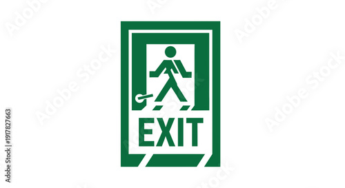 Emergency Exit Sign Illustrating Escape Path In Green With A Simple Design