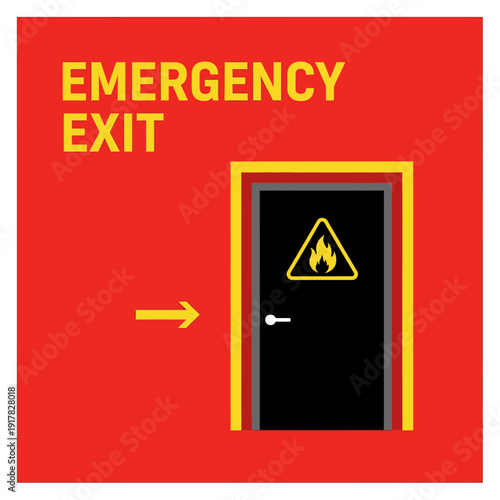 Emergency Exit Sign Illustrating Safety Protocols and Evacuation Directives with Arrows