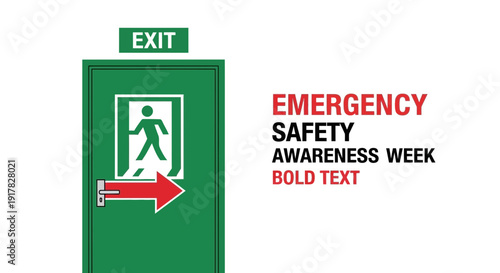 Emergency Exit Sign Illustrating Safety Awareness Promoting Emergency Procedures