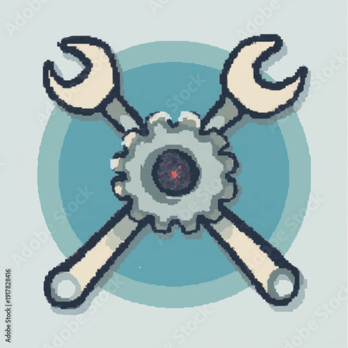 Crossed Wrenches and Gear Icon Illustration.