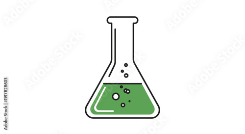 Erlenmeyer Flask with Green Liquid and Bubbles.