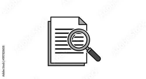 Magnifying Glass Examining Document Illustration.