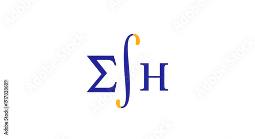 Mathematical Symbols Sigma Integral and Letter H.