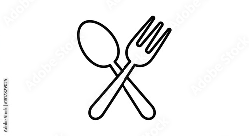 Spoon and Fork Crossed Simple Illustration.