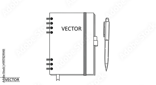 Vector Illustration of Notebook and Pen.