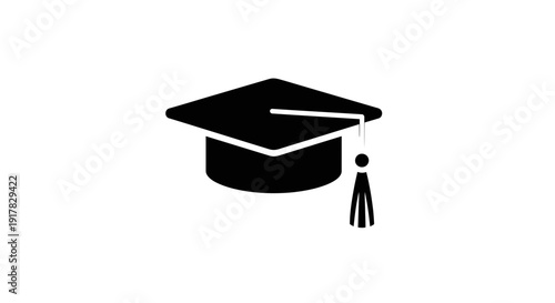Graduation Cap and Tassel Icon Illustration.
