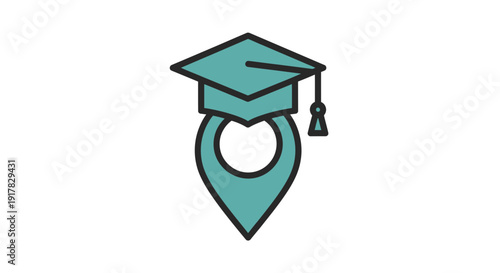 Graduation Cap on Location Pin Icon.