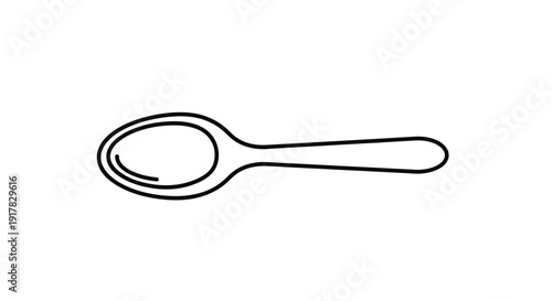 Simple Black Line Drawing of a Spoon.