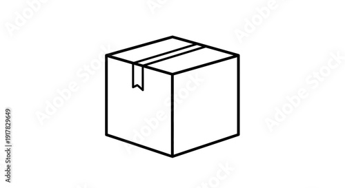 Simple Line Drawing of a Box.