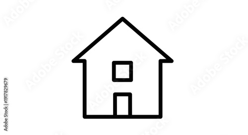 Simple Line Drawing of a House.