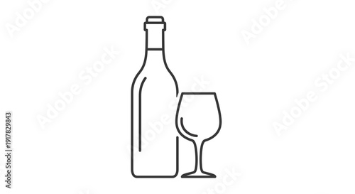 Wine Bottle and Wine Glass Illustration 1.