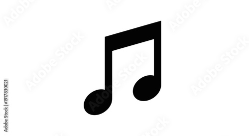 Black Eighth Note Music Symbol Isolated.