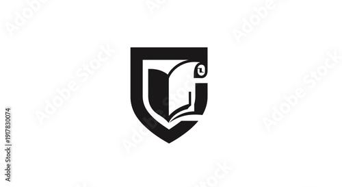 Black Shield with Open Book Logo.