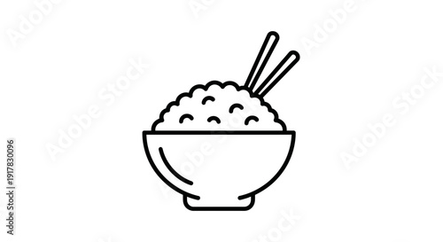 Bowl of Rice with Chopsticks.