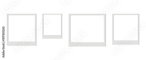 Blank photo frame mockup set. Polaroid style picture borders collection. Empty frame elements for collage and memory concept visuals