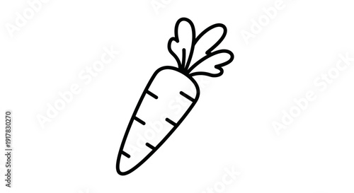 Simple Black Line Drawing of Carrot.