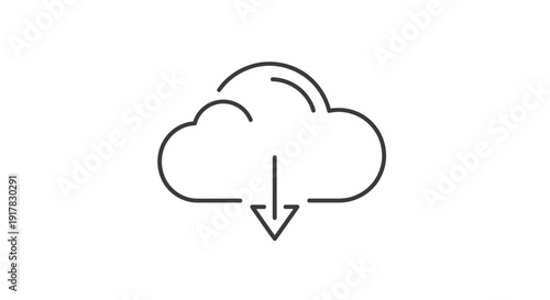 Simple Cloud Icon with Download Arrow.