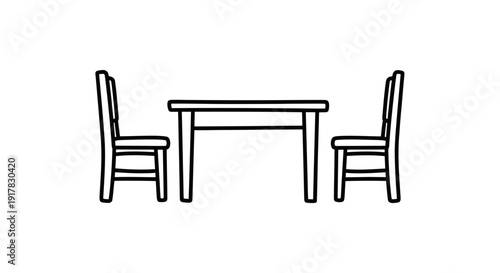 Simple Table and Two Chairs Illustration.