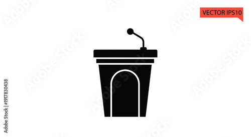 Black Podium with Microphone Illustration.
