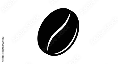 Single Coffee Bean Isolated on White.