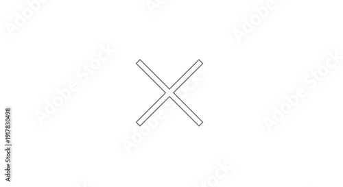 Gray Cross Symbol on White Background.