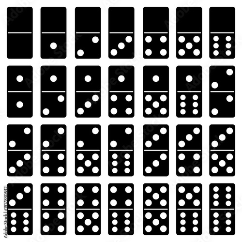 Domino icon set isolated on white background. Flat vector illustration design