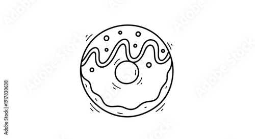 Simple Line Drawing of a Donut.