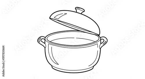 Simple Line Drawing of a Saucepan 1.