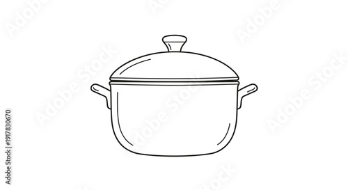 Simple Line Drawing of a Saucepan.