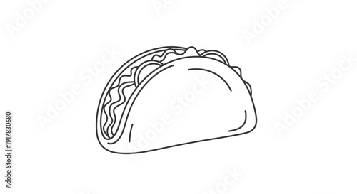 Simple Line Drawing of a Taco 2.