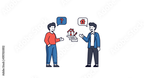 Two Men Discussing with Speech Bubbles.