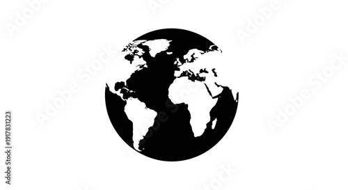 Black Silhouette of the Globe Icon.