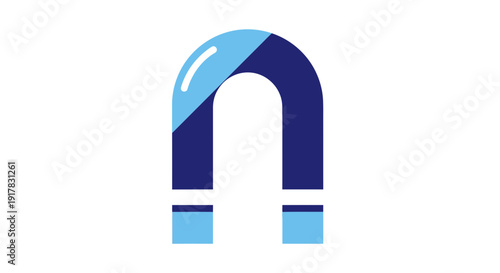 Blue Horseshoe Magnet Icon Illustration Design.