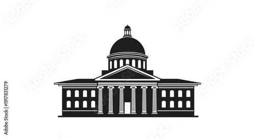 Government Building with Dome and Columns.