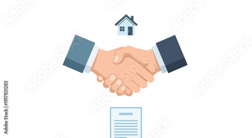 Handshake Agreement for House Purchase Illustration.