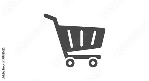 Simple Black Shopping Cart Icon Illustration.