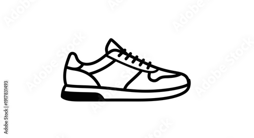 Simple Line Drawing of a Sneaker Shoe.