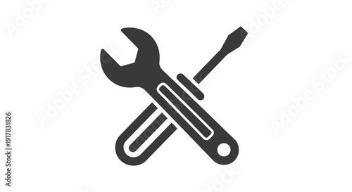 Crossed Wrench and Screwdriver Icon.