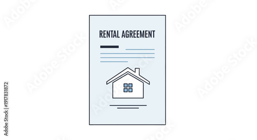 Rental Agreement Document with House Illustration.