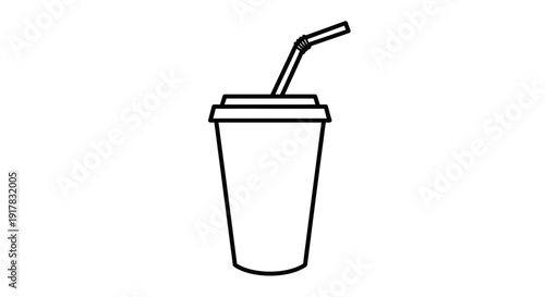 Simple Line Drawing of a Disposable Cup.