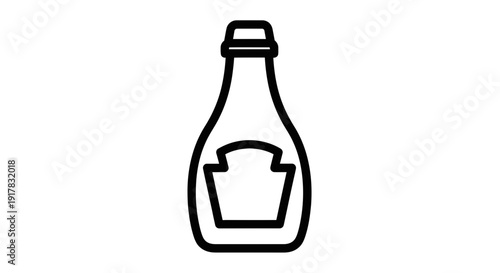 Simple Line Drawing of a Ketchup Bottle.