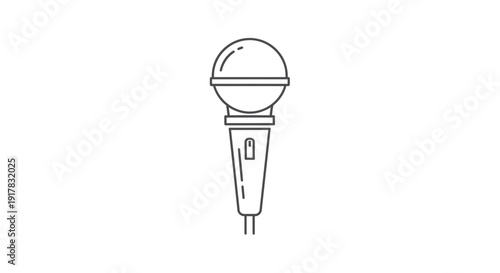 Simple Line Drawing of a Microphone 1.