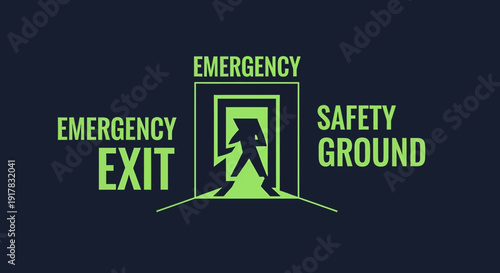 Emergency Exit Sign: Safety Pathway Symbol for Disaster Escape and Secure Evacuation