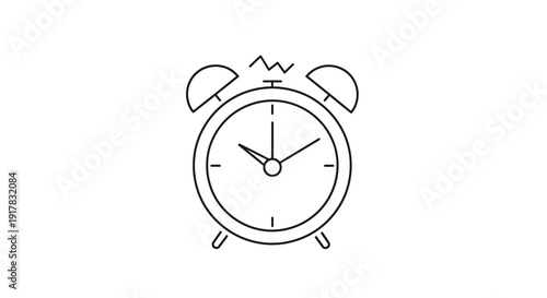 Simple Line Drawing of Alarm Clock.