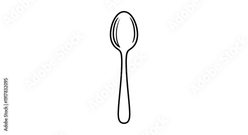 Simple Line Drawing of a Spoon.