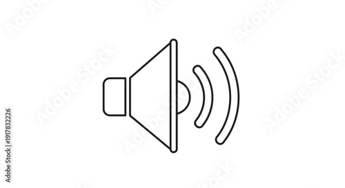Simple Line Drawing of Loudspeaker Icon.