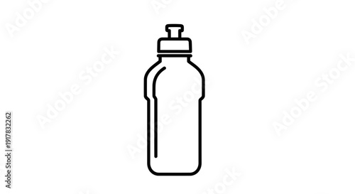 Simple Line Drawing of Water Bottle.