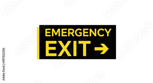 Emergency Exit Sign, Guidance Icon, Directional, Black and Yellow Notification, Emergency Escape