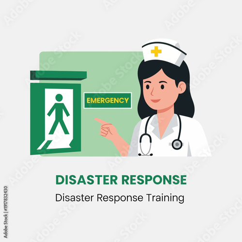 Emergency Medical Response Nurse Directing Evacuation Route for Disaster Preparedness Training